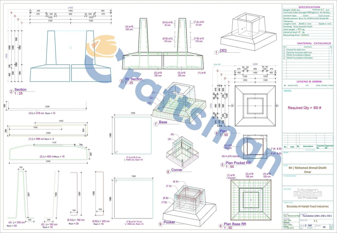 Precast Concrete Frame system Shop drawing